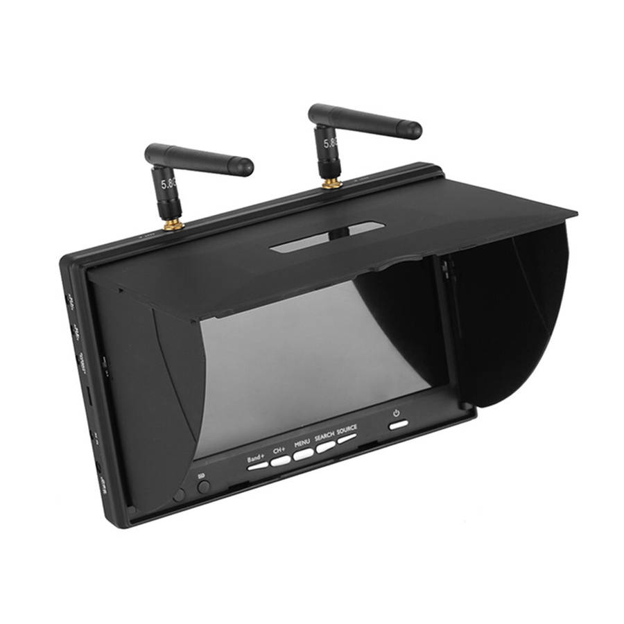 LST LT5802S 5.8G 40CH 800*480 7 Inch FPV Monitor Built in Dual Receiver Battery with Antennas for RC