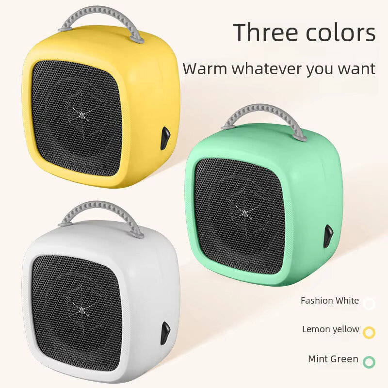 Yellow - 600W Smart Space Heater Dual Gear Compact Quiet Heating Threaded Wire EU/US Plug Portable E