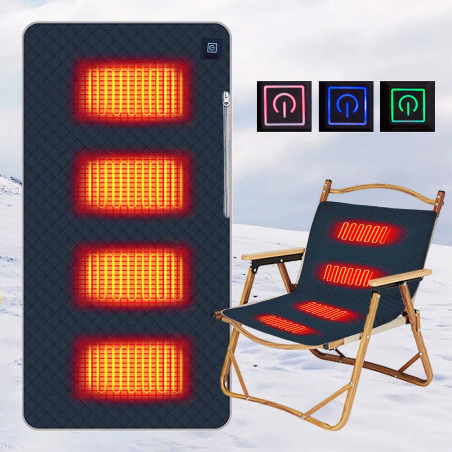 45*90cm - USB Heated Cushion Fast Heating 4 Heated Areas Camping Chair Heated Cushion 3 Adjustable T