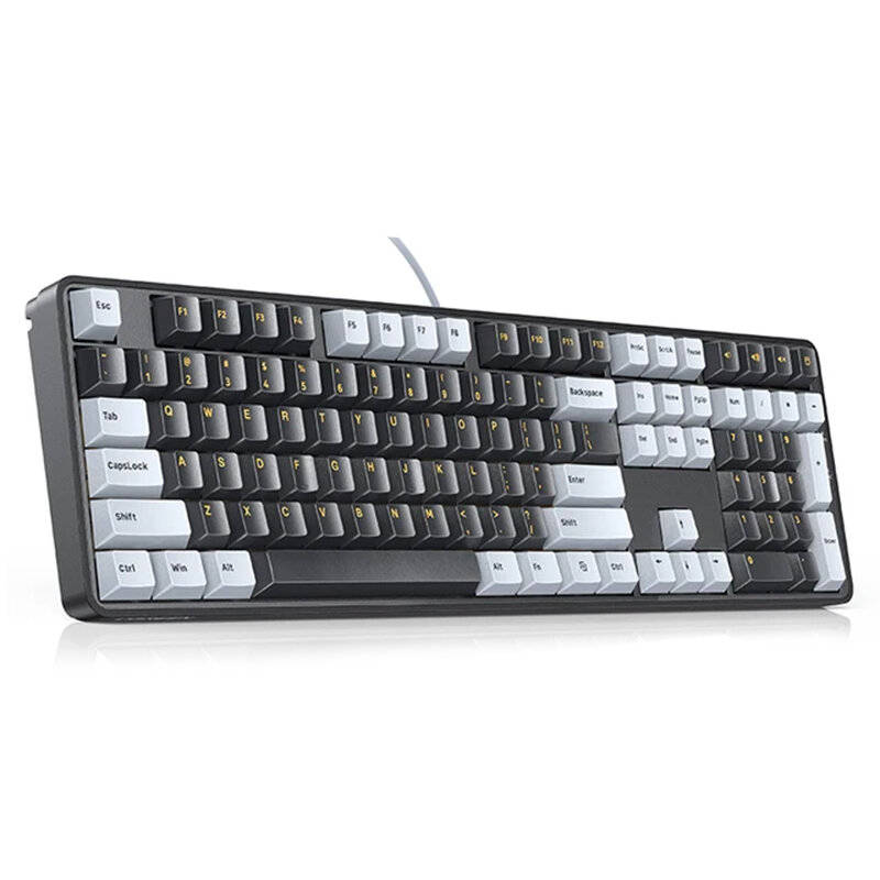 Black - UGREEN KU103 108-Keys Wired Mechanical Gaming Keyboard Silence Structure PBT Keycaps Red Swi