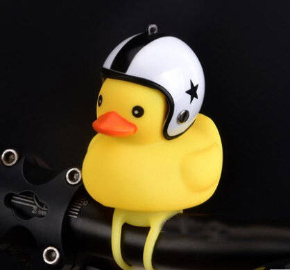 #2 - Cartoon Yellow Silica Wind Duck Helmet Horn Motorcycle Bicycle Light Shining Mountain Bike Hand