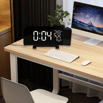 Projection Clock Three-Color FM Radio Alarm Clock LED Temperature Humidity Desk Table Clocks Home De