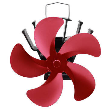 5 Blades Super Quiet Heat Powered Stove Fan Saving Wall Mounted Fireplace (COLOR: RED)