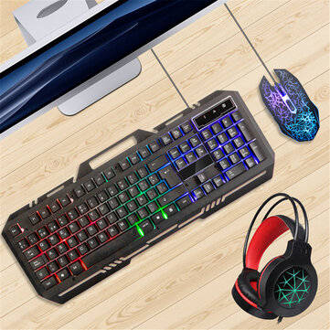 Bakeey Gaming Headphone with Keyboard Mouse Pad Wired LED RGB Backlight Bundle Set