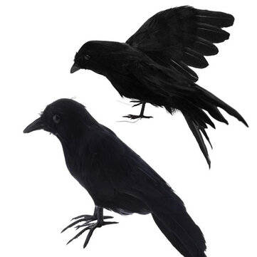 1pcs Halloween Black Crows Birds Decor Artificial Realistic Woodland Hlloween Decorations for Garden