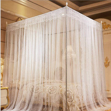 1.8 x 2m Luxury Princess Style Bed Netting Curtain Panel Bedding Canopy Four Corne... (COLOR: WHITE)