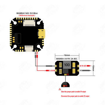 MAMBA 1610mm 2A 5V/9V BEC for F405 DJI Mini Flight Controller RC Drone FPV Racing