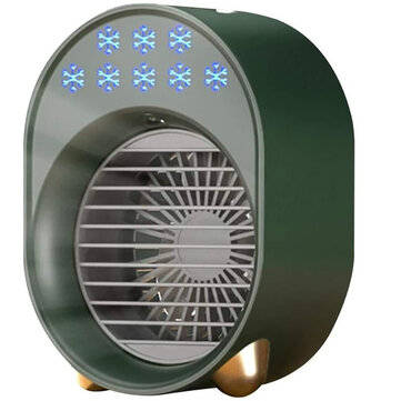 Portable Mini Air Conditioner Bladeless Fan USB Rechargeable Air Cooler Fan M... (COLOR.: DARKGREEN)