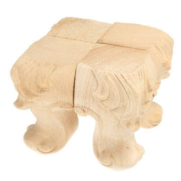 4Pcs Engraved Anti-damp Solid Wood Sofa Legs Wardrobe Cabinet Furniture Bracket Feet European Style