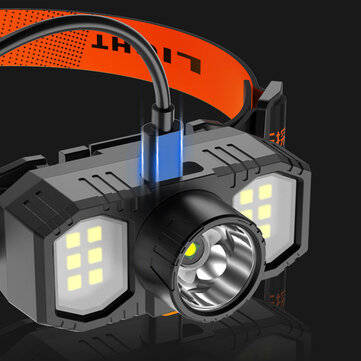 XANES XPE+COB Bike Headlamp 3 Modes Adjustable USB Rechargeable LED Work Light Waterproof Cycling