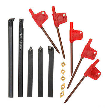 5pcs 8mm Shank Indexable Lathe Turning Tool Holder with CCMT060204 DCMT070204 Carbide Inserts for CN