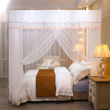 Mosquito Net 4 Corner 180*200CM Big Bed Canopy Home Bedding Lace Elegant (COLOR: WHITE)