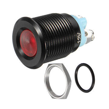 12/24/36V 16mm Metal Dash Panel Warning Pilot LED Indicator Light Boat Car Yacht (COLOR.: RED)