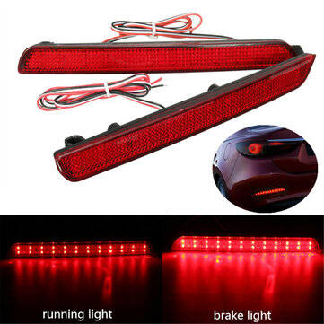 Pair 24 LED Rear Bumper Tail Brake Stop Running Turning Light For Mazda 3 2004-2009 (COLOR.: RED)
