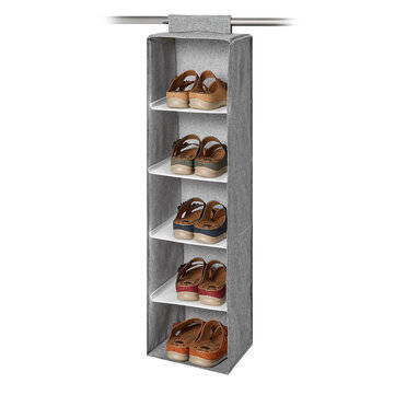 5 Tiers Cotton Linen Storage Hanging Bag Washable Wardrobe Closet Hanging Shoes Shelf Organizer for