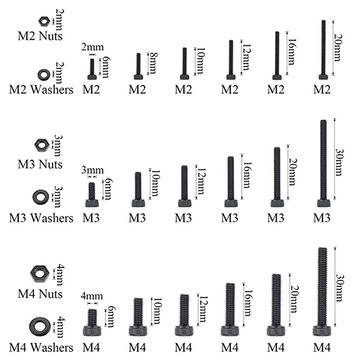 1200Pcs Assorted M2 M3 M4 Stainless Steel Screws & Socket Bolts and Nuts Set