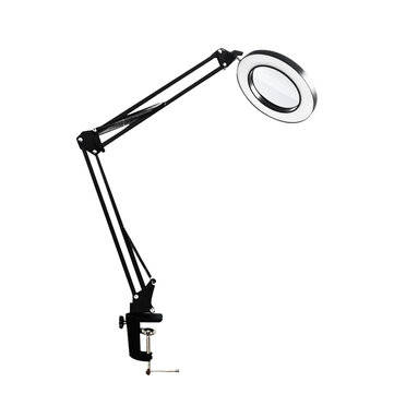 8X Illuminated Magnifier USB 3 Colors LED Glass Table Lamp/Skincare Beauty Tool (COLOR.: BLACK)