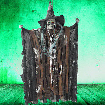 Halloween Hanging Ghost Witch Voice Red Light Eyes Party Decoration Toys Supplies