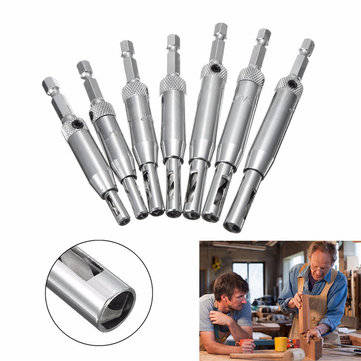 7pcs HSS Hex Shank Self Centering Door Lock Hinge Drill Bit Pilot Hole Tool Set