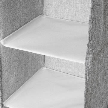 5 Tiers Cotton Linen Storage Hanging Bag Washable Wardrobe Closet Hanging Shoes Shelf Organizer for