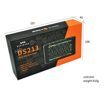 MINI DS213 Digital Storage Oscilloscope Portable 15MHz Bandwidth 100MSa/s Sampling Rate 2 Analog Cha