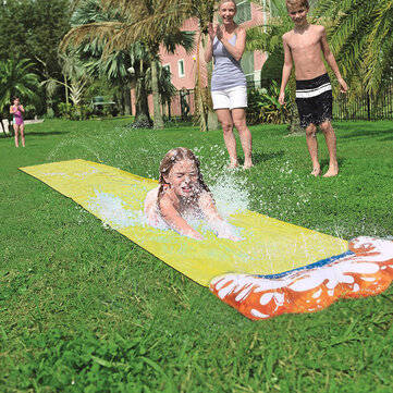 488x71cm Inflatable Water Slide Large Double Racer Pool Kids Water Play Racer with Slide Board Surfi