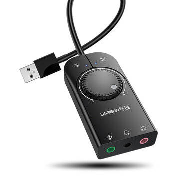 Ugreen USB Audio Interface 3.5mm Microphone Audio Adapter Soundcard External S... (CABLE LENGTH: 1M)