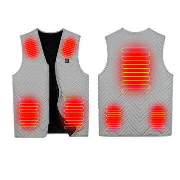 7 Area 3 Gear Electric Vest Heated Cloth USB Thermal Warm Heated Pad Warmer Grey (SIZE: S)