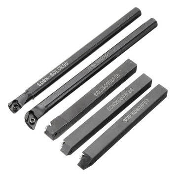 5pcs 8mm Shank Indexable Lathe Turning Tool Holder with CCMT060204 DCMT070204 Carbide Inserts for CN