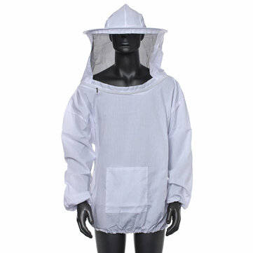 Beekeeping Jacket Veil Smock Equipment Supplies Bee Keeping Hat Sleeve Suit (COLOR.: WHITE)