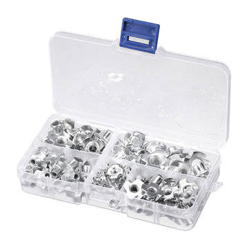 Suleve CSTN3 90Pcs Four Prong T Nut Inserts Carbon Steel Zinc Plated For Wood M3/M4/M5/M6/M8 Nut