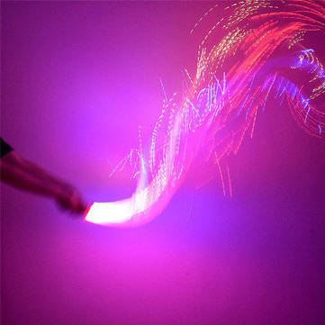 LED Fiber Optic Whip Strip Light 360 RGB Multi-Mode Flashlight Show Music Dance Festival Battery O