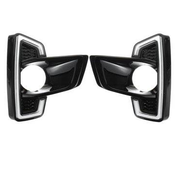 Pair LED DRL Daytime Running Lights White Turn Signal Lamp Yellow For Toyota Hilux Revo Rocco 2018-2