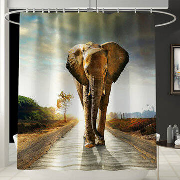 4/3/1PCS Elephant Bathroom Toilet Floor Mat Waterproof Shower Curtain Non-slip Flannel... (SIZE: #1)