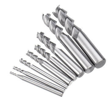 Drillpro 2-12mm 3 Flutes Carbide End Mill Set Tungsten Steel Milling Cutter Tool for Aluminum Alloy