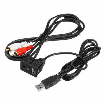 Car Stereo 3.5mm AUX Socket Cable Female To 2 RCA Male Car Boat Mot Flush Mount USB
