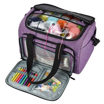 Knitting Tote Bag Yarn Storage Bag Purple For Thread Wool Yarn Crochet Hooks Knitting Needles and Ac