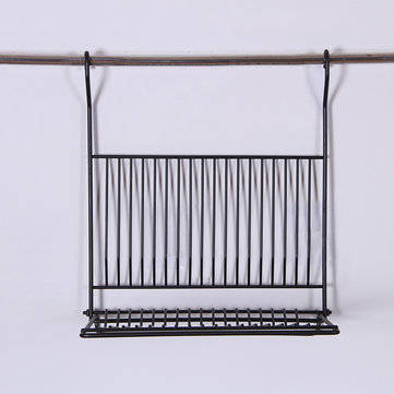 Foldable Kitchen Black Wall Hanging Dish Storage Shelf Organizer Rack Holder NO Drill for Space Savi