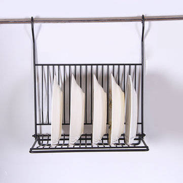 Foldable Kitchen Black Wall Hanging Dish Storage Shelf Organizer Rack Holder NO Drill for Space Savi