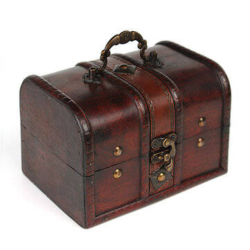 Vintage Wooden Jewelry Box Antique Storage Organizer Case (SIZE: LARGE)