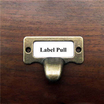 6pcs Antique Brass Drawer Label Pull Cabinet Frame Handle File Name Card Holder (SIZE: 55*31MM)