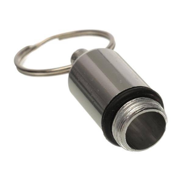 Waterproof Aluminum Pill Box Case Holder Keychain Bottle Container (Color Silver)