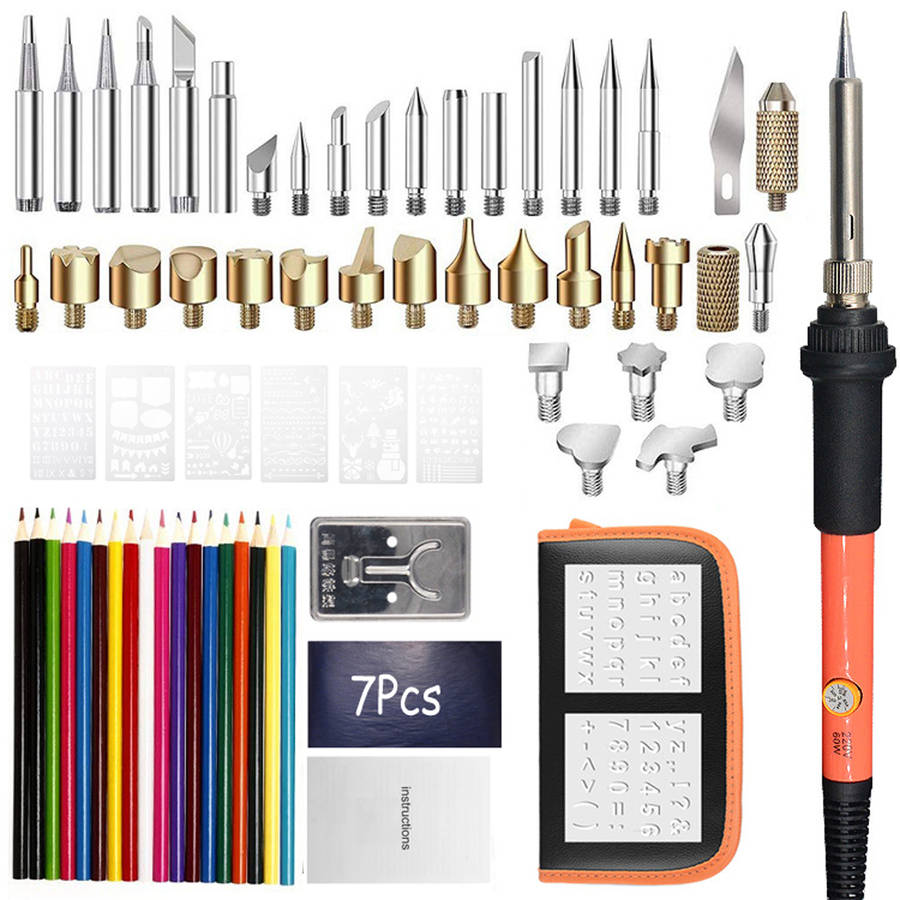 New 76Pcs 60W Solder Iron Wood Burning Kit Adjustable Carving Pyrography Tool Soldering Weldin