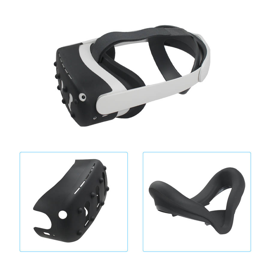 5 In1 Front Cover Eye Mask Pad For Oculus Quest 2 Touch Controller Silicone Grip Skin Thumb Button K