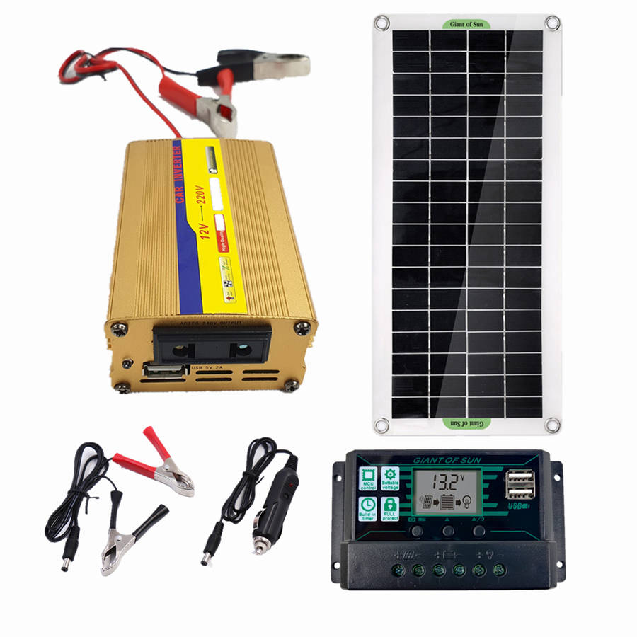 220V Solar Power System 30W Solar Panel 220W Inverter 10A Controller Kit Solar