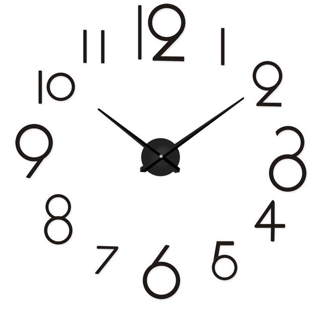 Creative Personality Simple Fashion Wall Clock 3d Acrylic Mirror Wall Stickers...-(Color Black G004)