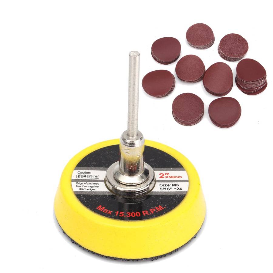 50mm Sanding Disc with 100pcs 60-2000 Grit Round Sandpaper for Polishing