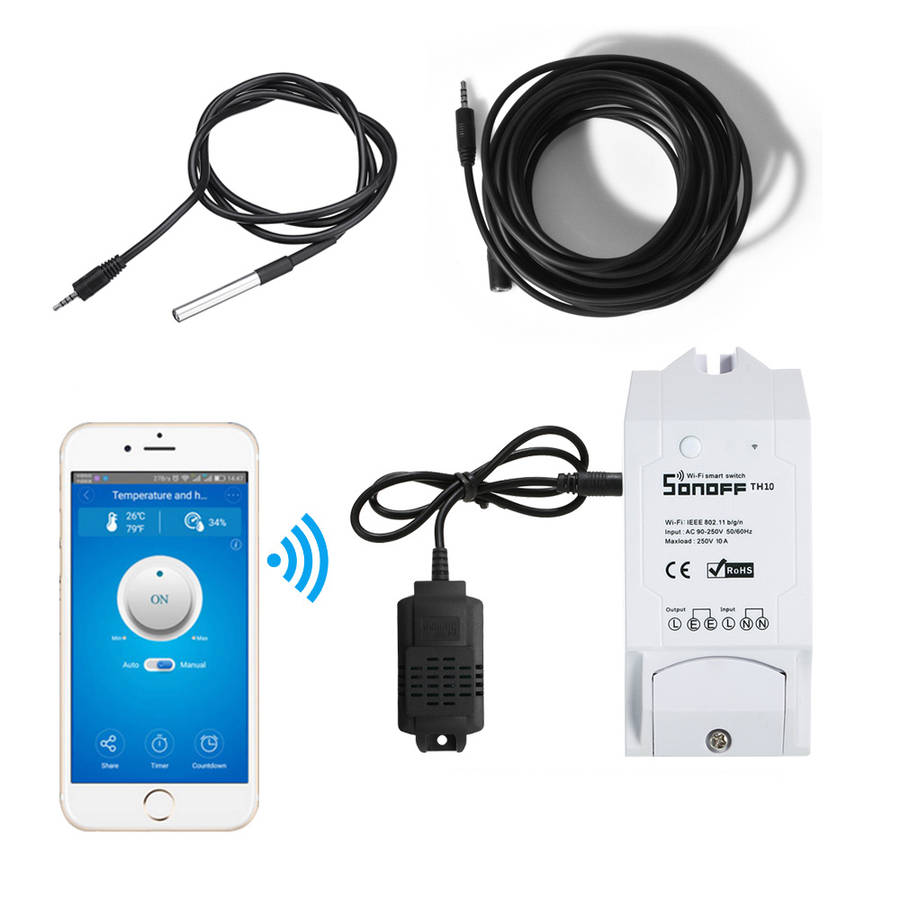 SONOFF TH10 TH16 Smart WIFI Switch Monitoring Temperature Humidity Wifi Smart Switch Home Automation