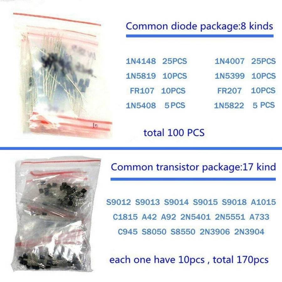 1390pcs Electronic Components Basic Starter Kit LED Diode Transistor Capacitor Resistance Potentiome