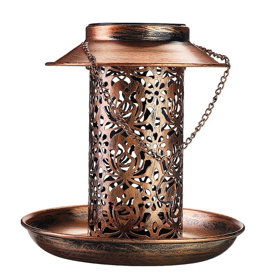 Metal Waterproof Hanging LED Solar Bird Feeder Hummingbird  Outdoor Balcony Outdoor for Feeding Tool